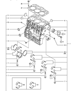 Yanmar Engine Cylinder Block Diagram and Parts List for 46G 4X4-1I019G-Before-37AKD710 Cub Cadet Lawn Tractor Accessories